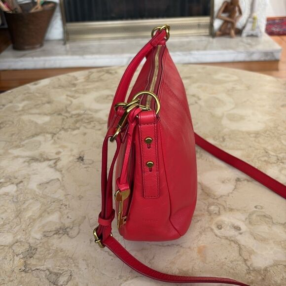 NWOT Fossil Jolie Red Leather Crossbody Bag - Picture 10 of 14